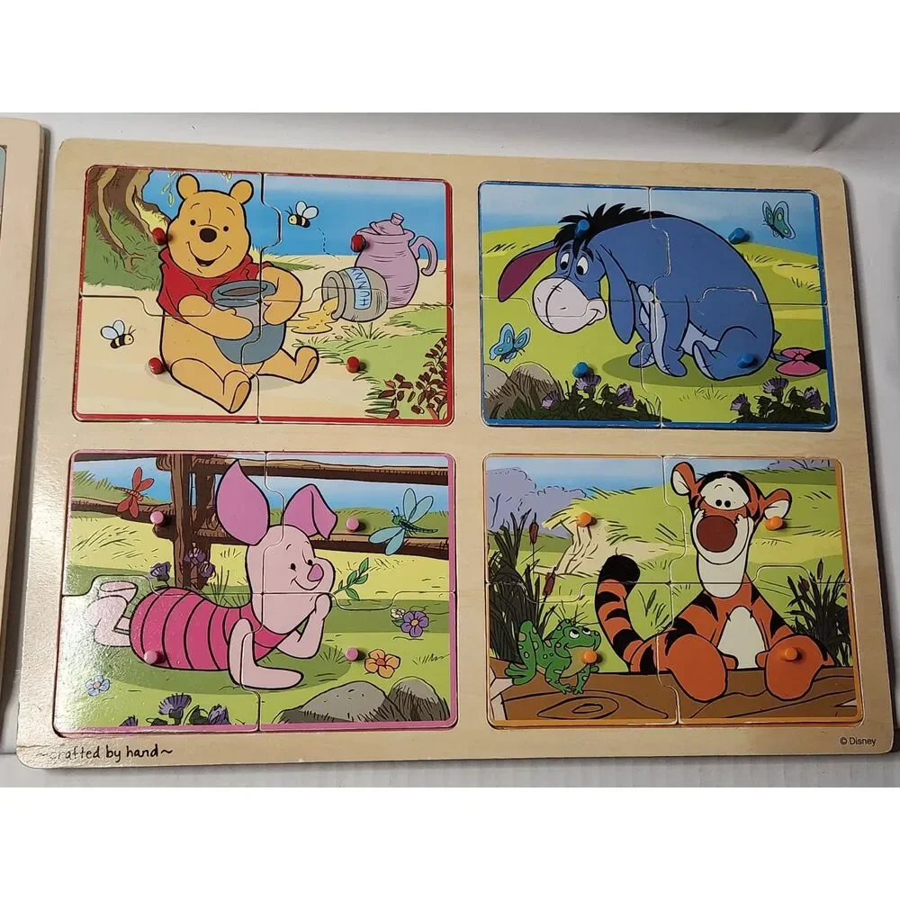 Lot of 4 Wooden Puzzles Melissa & Doug Pooh ABC Garanimals